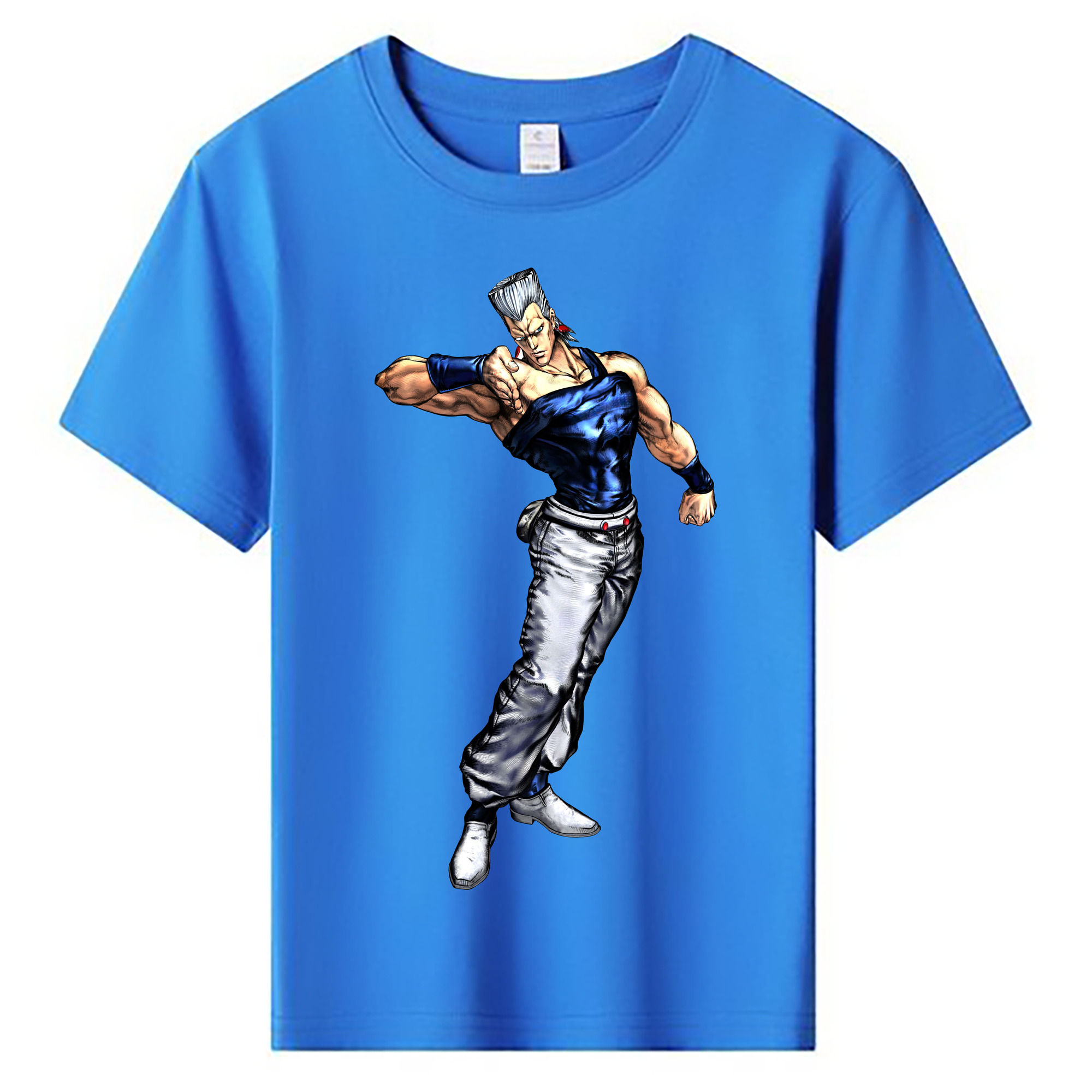 （画像用） ジョジョの奇妙な冒険 ジャン＝ピエール?ポルナレフ JoJo's Bizarre Adventure Jan Pierre Polnareff 綿100％キッズTシャツ（フロントプリント）